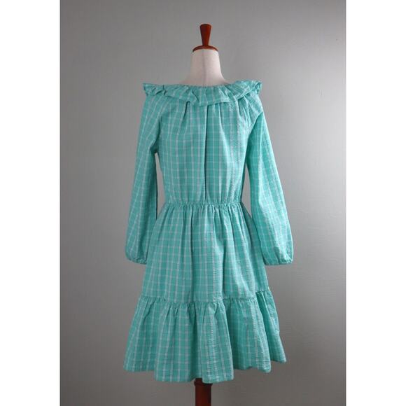 J.CREW Factory NWT $110 Seersucker Ruffleneck Mini Preppy Plaid Dress Size 8 - Picture 5 of 7